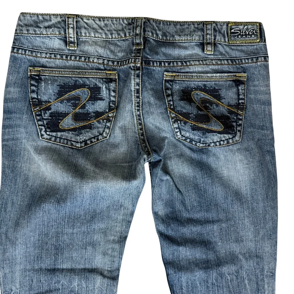 Silver Jeans Tuesday Bootcut Mens 34x33 Blue Good Distressed Low Rise‎ Denim